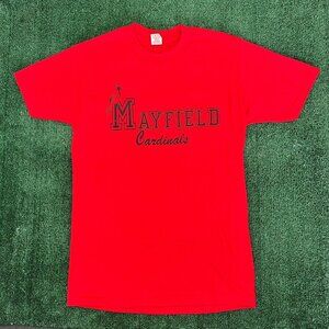 Vintage 80s Mayfield Cardinals T-Shirt Kentucky School Single Stitch Red S